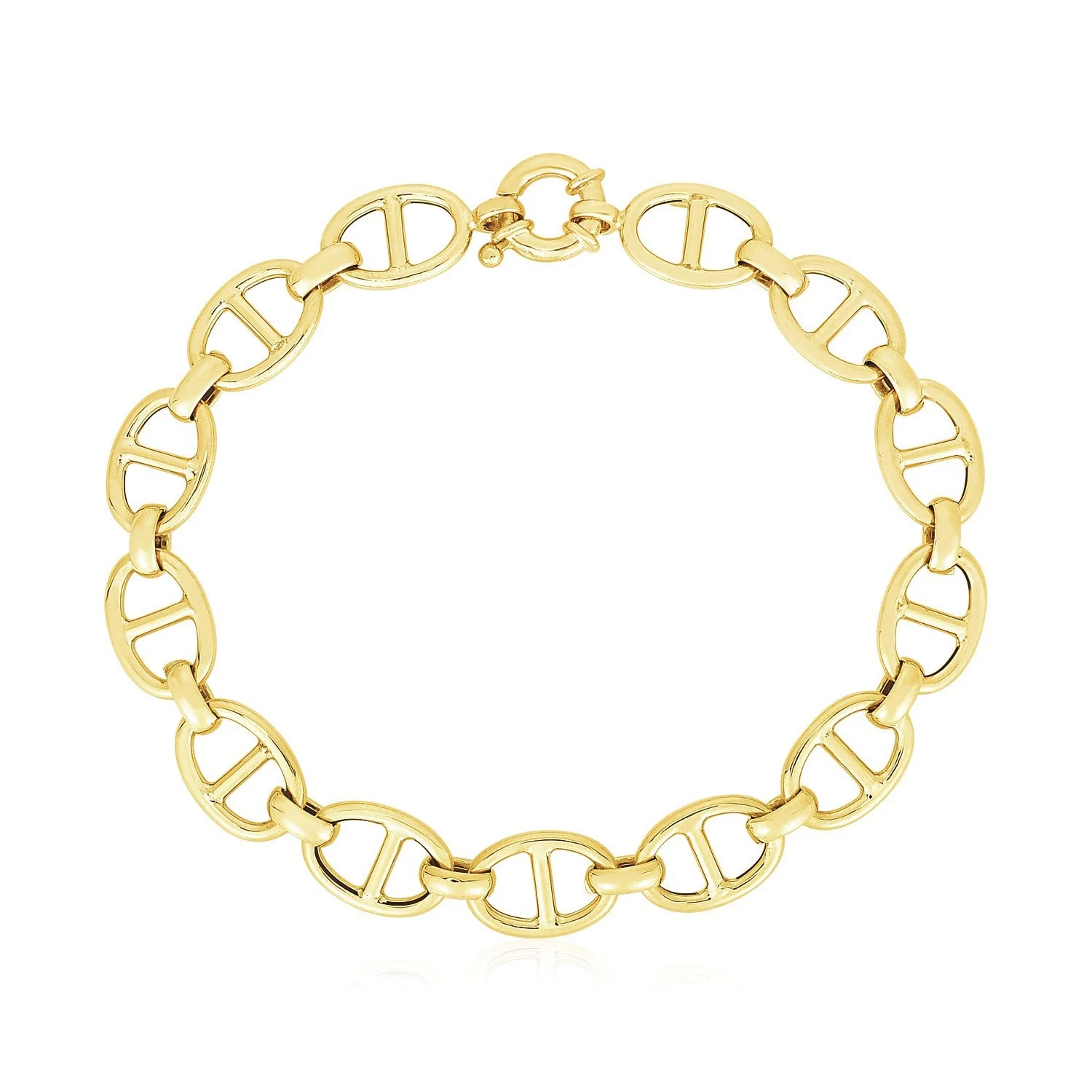 14k Yellow Gold High Polish Mariner Link Bracelet (8.8mm) - Image 2