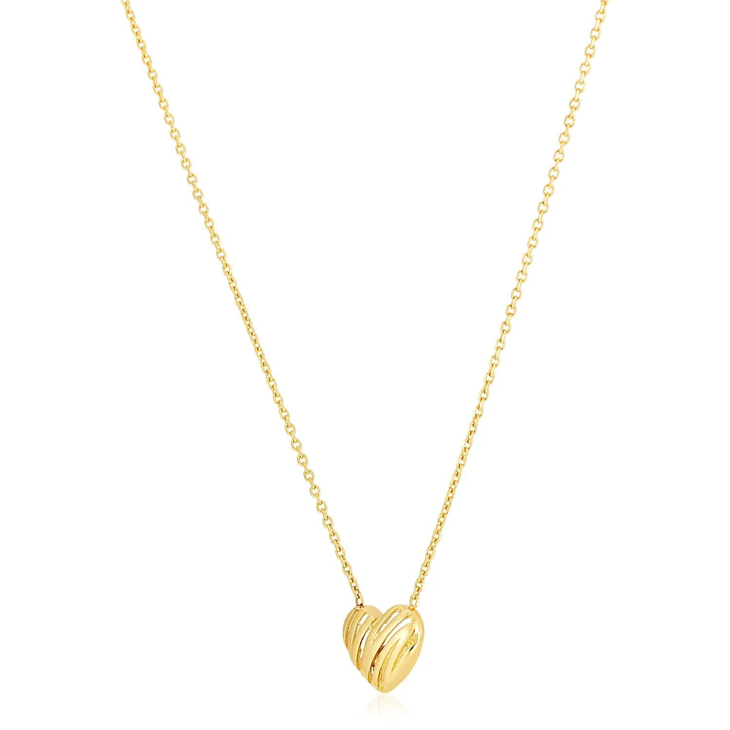 14k Yellow Gold High Polish Scribbles Heart Necklace - Image 3