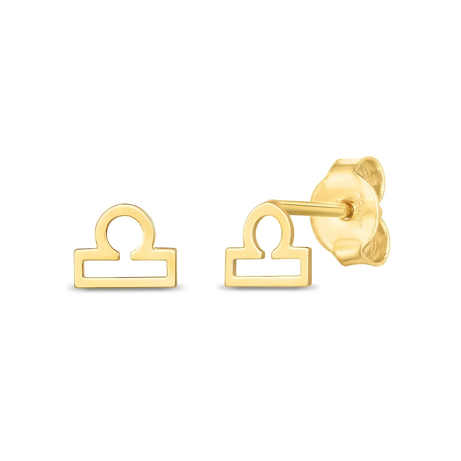 14k Yellow Gold Libra Stud Earrings - Image 2