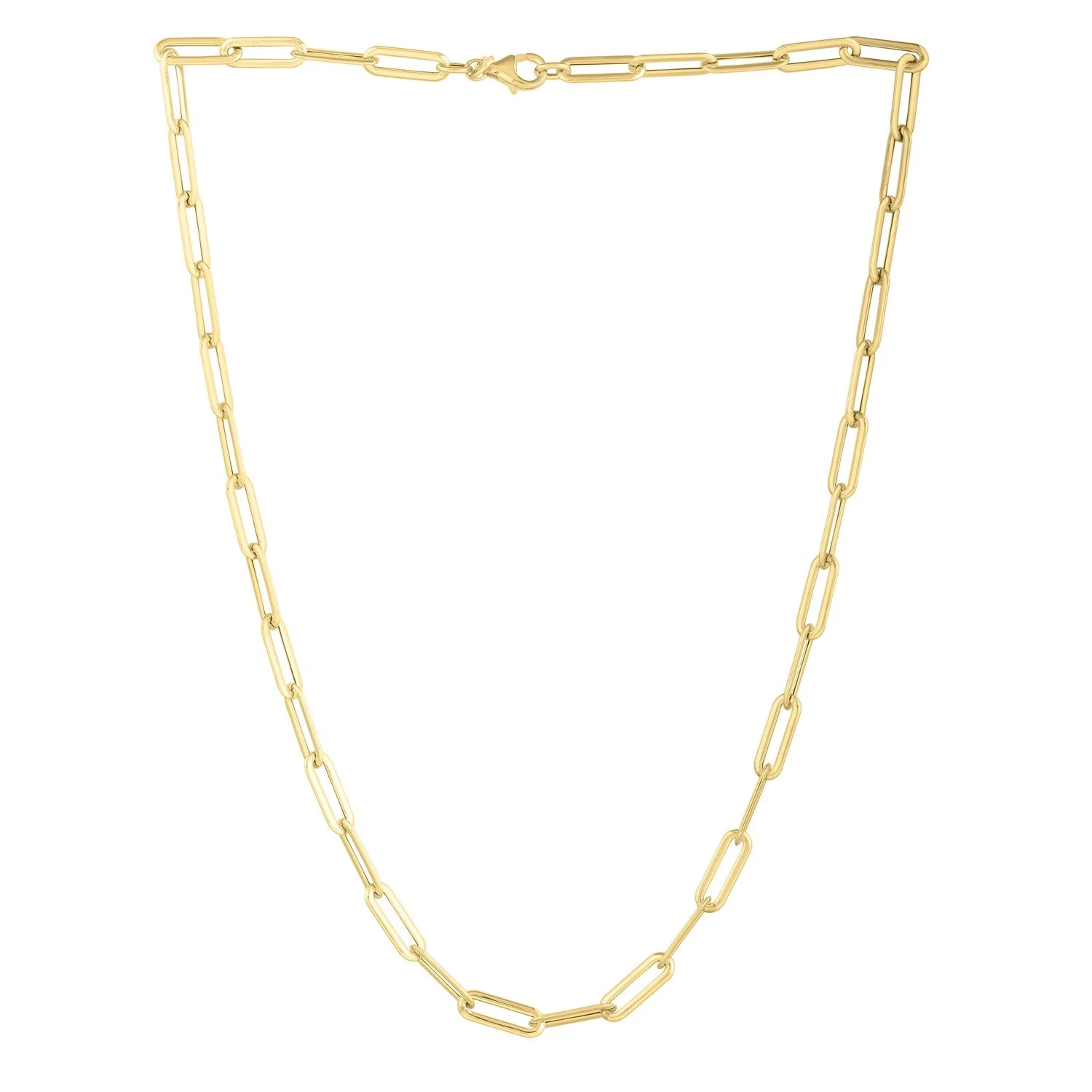 14k Yellow Gold Long Domed Paperclip Chain Necklace (4.80 mm) - Image 4