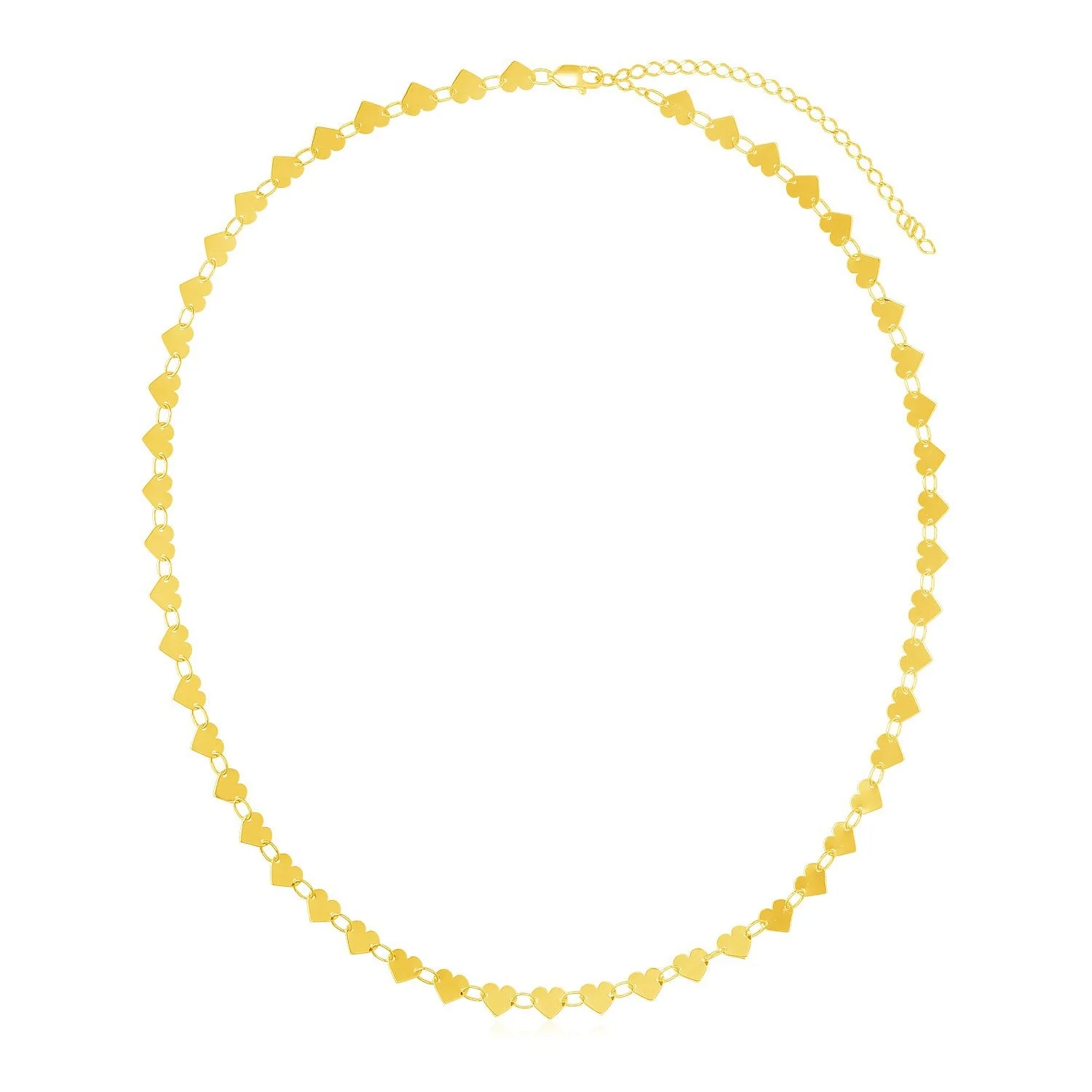14k Yellow Gold Mirrored Heart Chain Necklace - Image 3