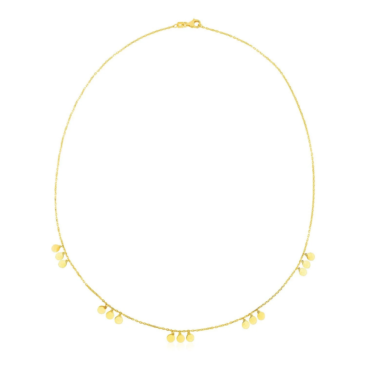 14k Yellow Gold Necklace with Circle Dangle Stations - Image 3