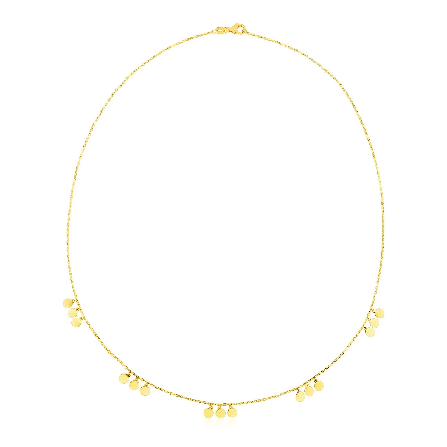 14k Yellow Gold Necklace with Circle Dangle Stations - Image 4