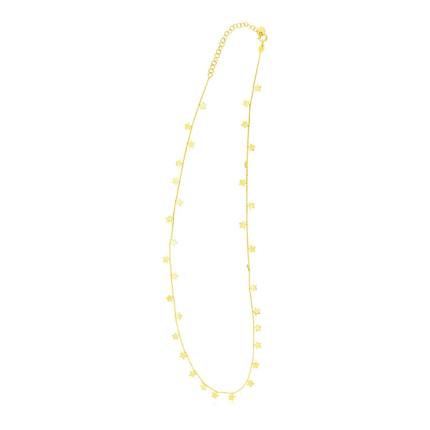14K Yellow Gold Necklace with Dangling Stars - Image 3