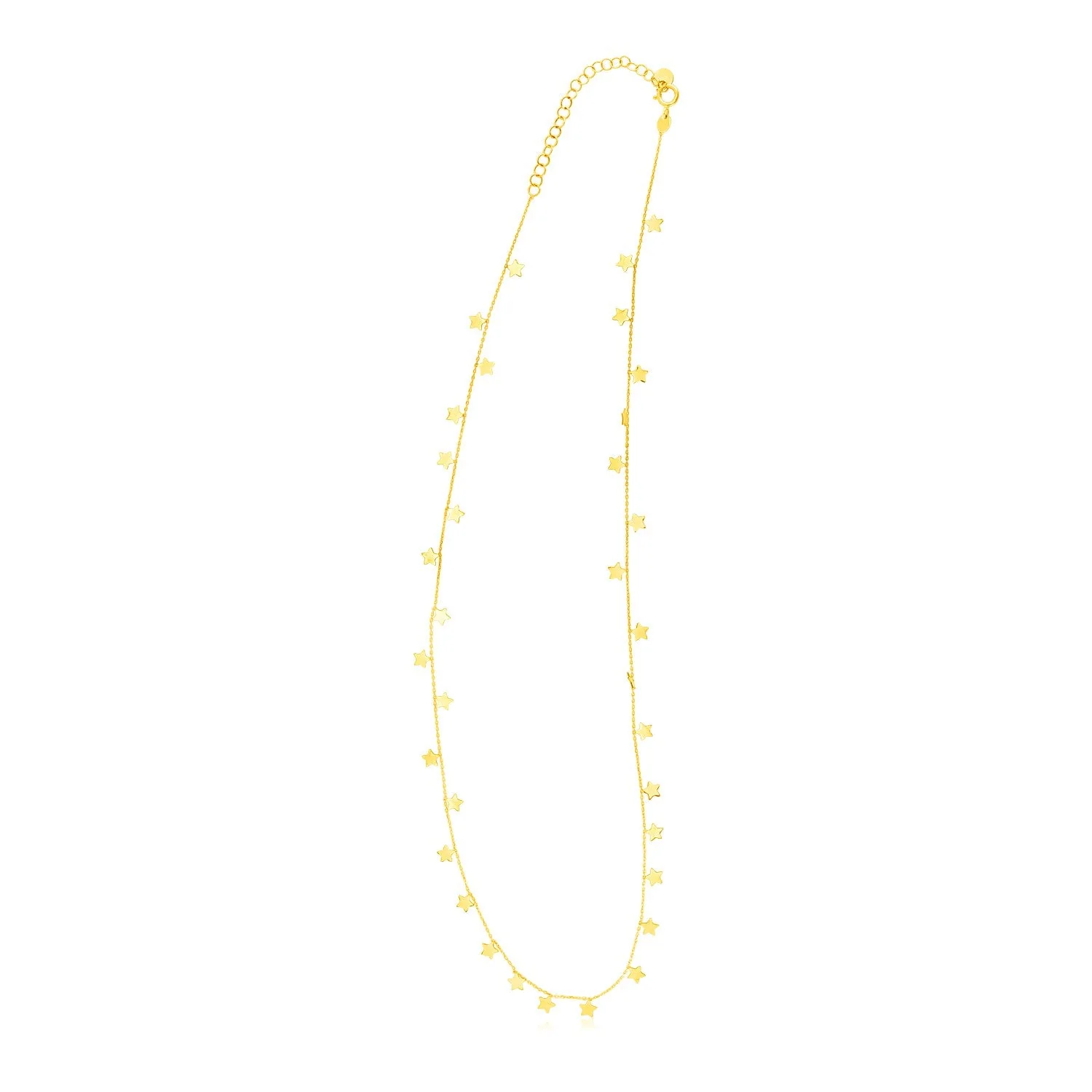 14K Yellow Gold Necklace with Dangling Stars - Image 4