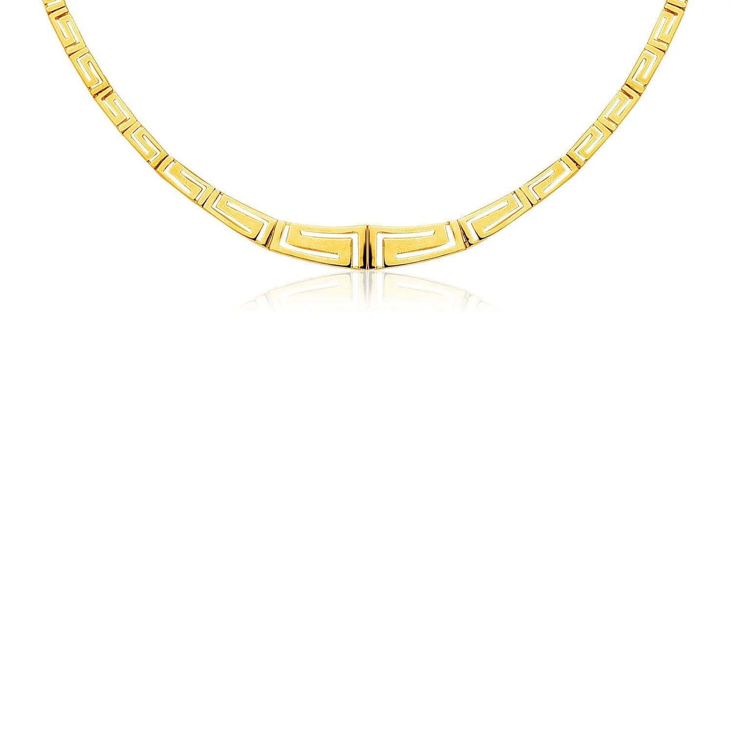 14K Yellow Gold Necklace with Graduated Greek Meander Motif Links - Image 3