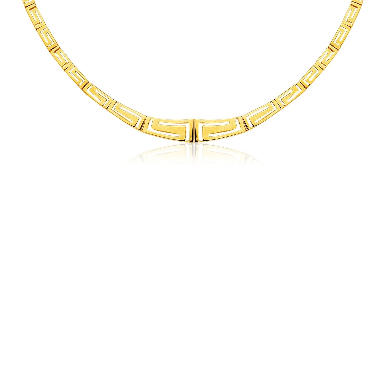 14K Yellow Gold Necklace with Graduated Greek Meander Motif Links - Image 4