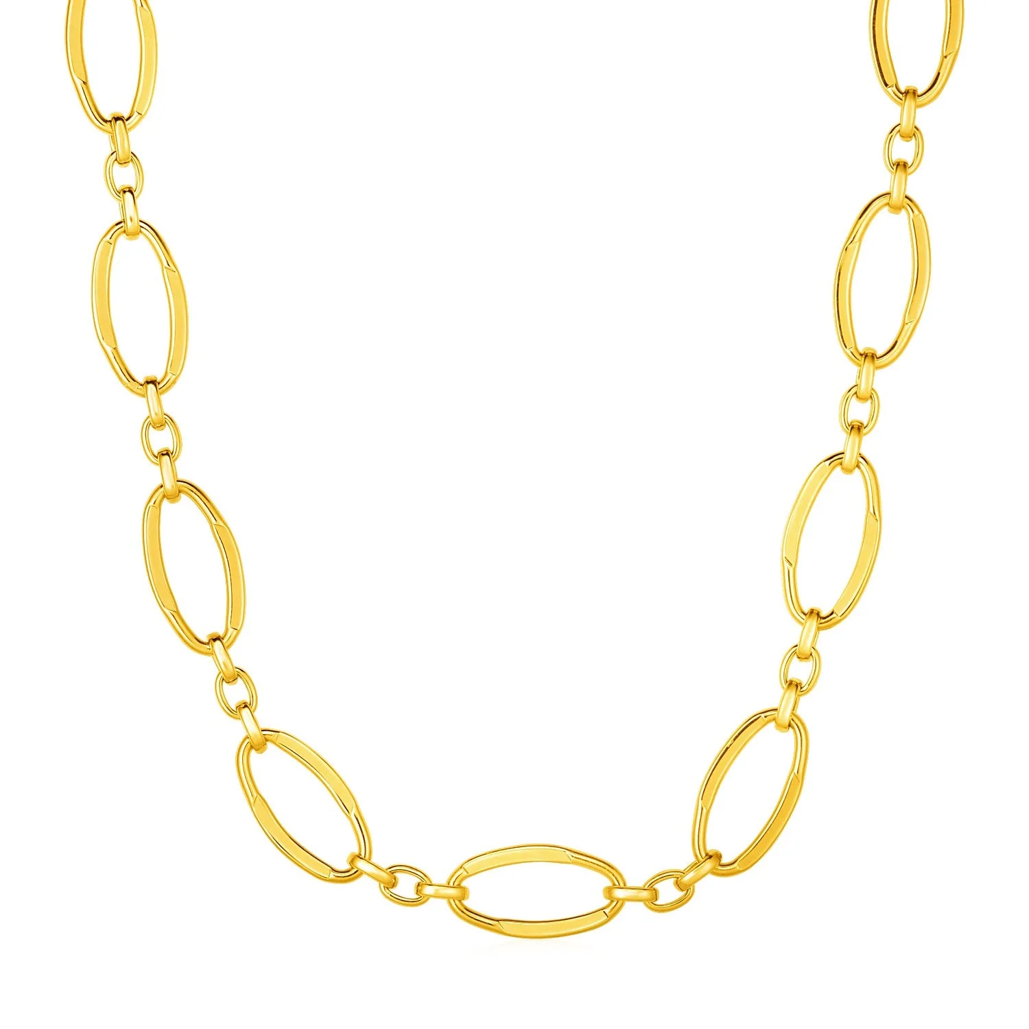 14k Yellow Gold Necklace with Polished Oval Links - Image 4