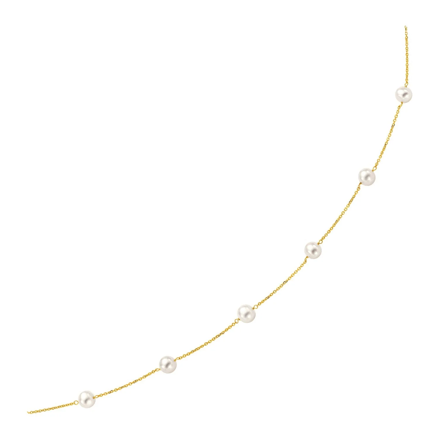 14k Yellow Gold Necklace with White Pearls - Image 3