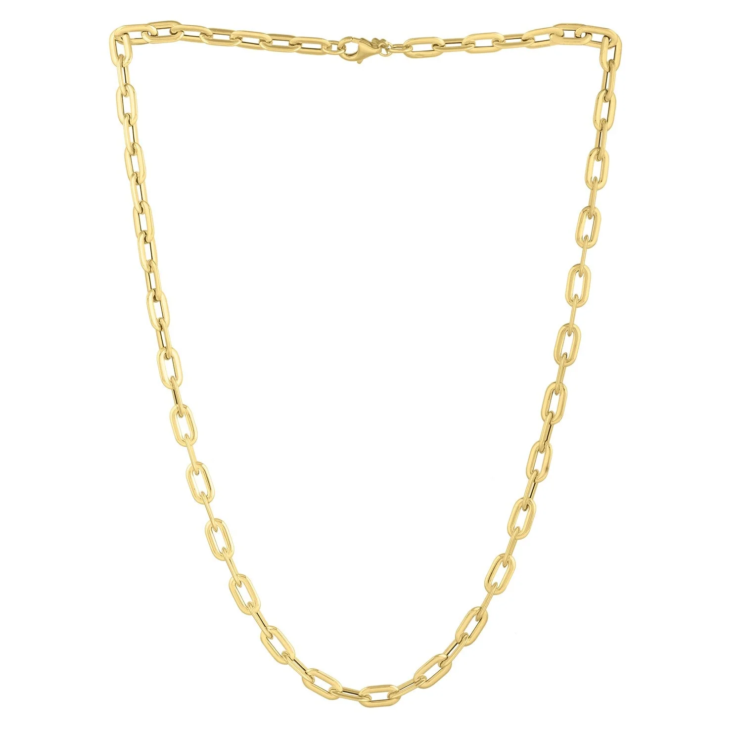 14k Yellow Gold Oval Domed Paperclip Chain Necklace (5.30 mm) - Image 4