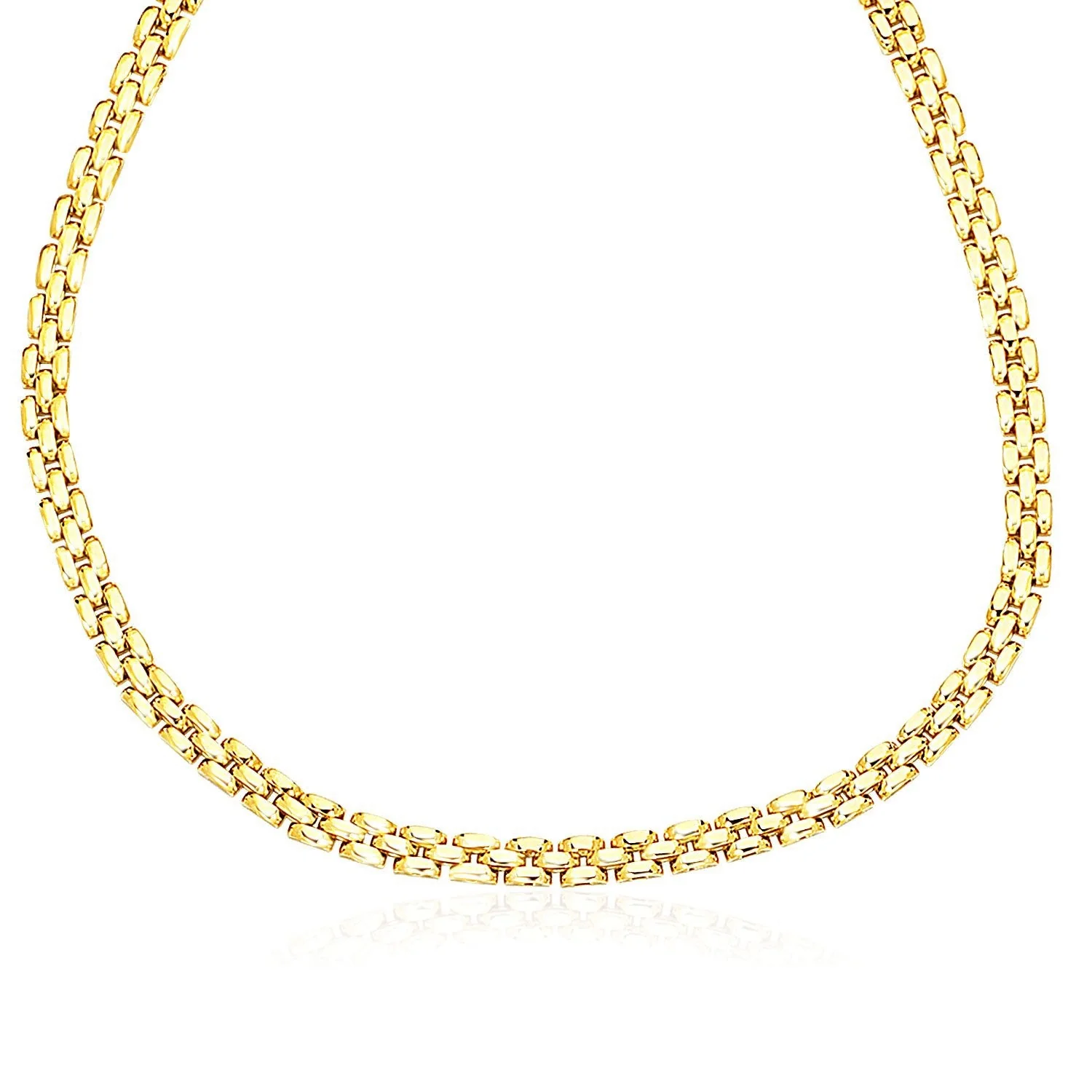 14k Yellow Gold Panther Chain Link Shiny Necklace - Image 3