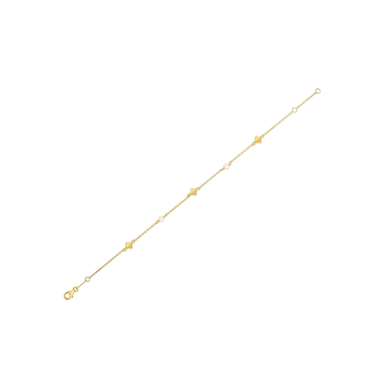 14k Yellow Gold Pearl Clover Bracelet - Image 3