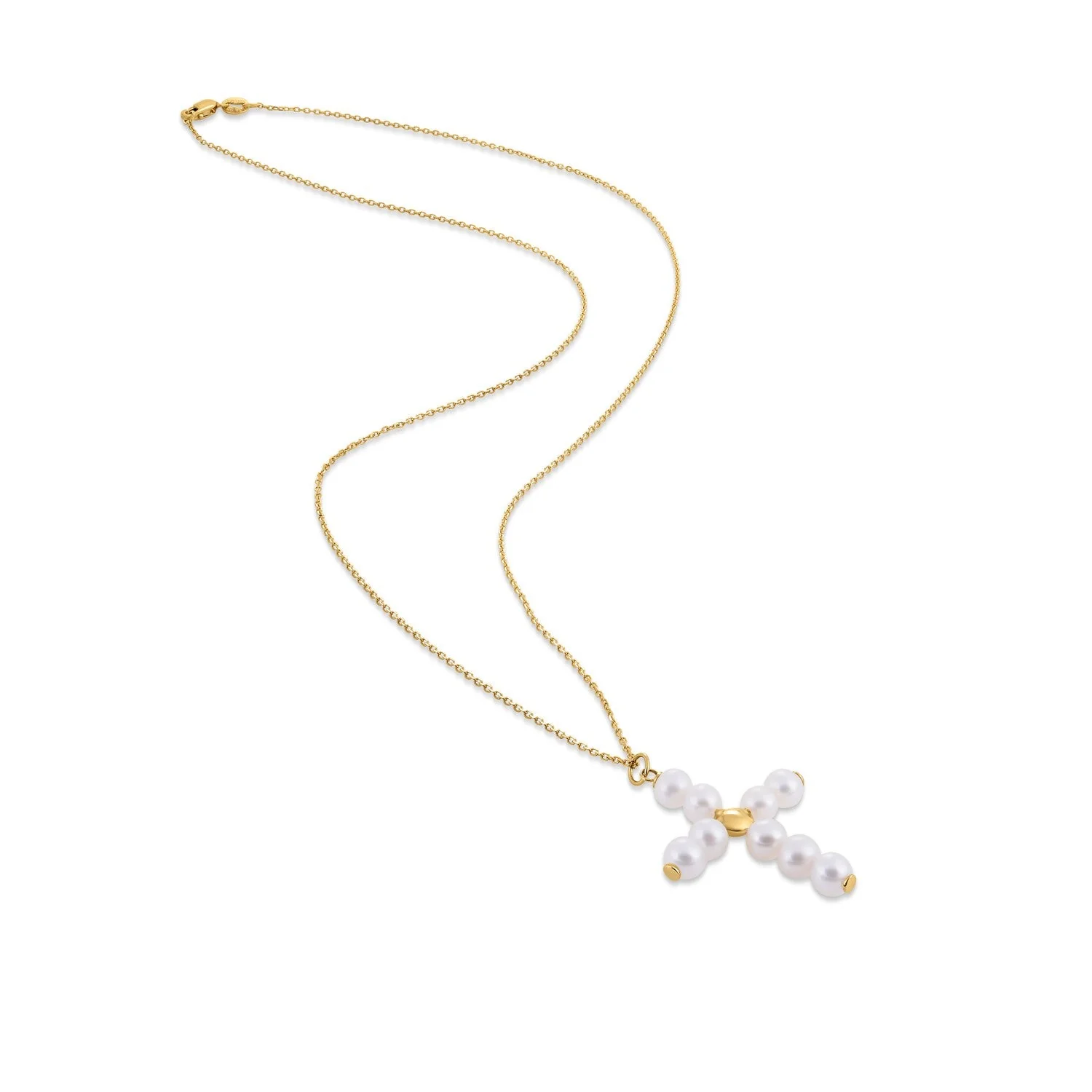14k Yellow Gold Pearl Cross Pendant - Image 6