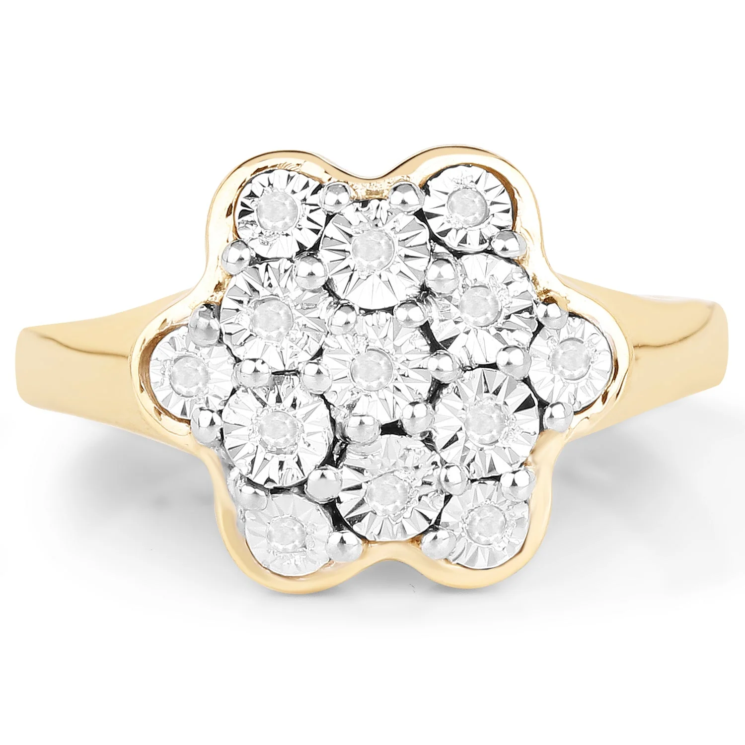 14K Yellow Gold Plated 0.07 Carat Genuine White Diamond .925 Sterling Silver Ring - Image 3