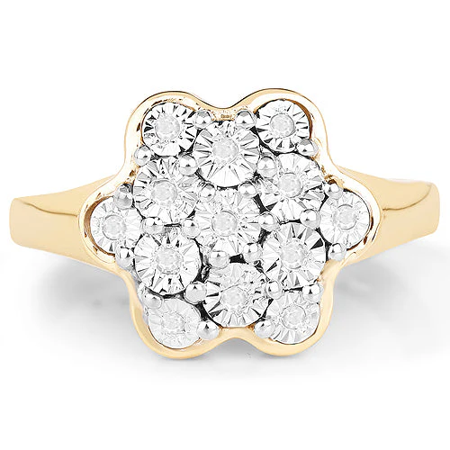 14K Yellow Gold Plated 0.07 Carat Genuine White Diamond .925 Sterling Silver Ring - Image 6