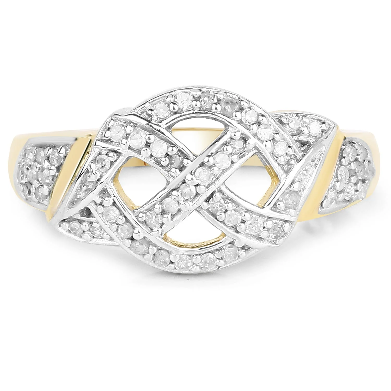 14K Yellow Gold Plated 0.21 Carat Genuine White Diamond .925 Sterling Silver Ring - Image 3