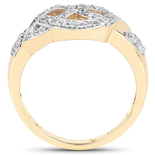 14K Yellow Gold Plated 0.21 Carat Genuine White Diamond .925 Sterling Silver Ring - Image 5