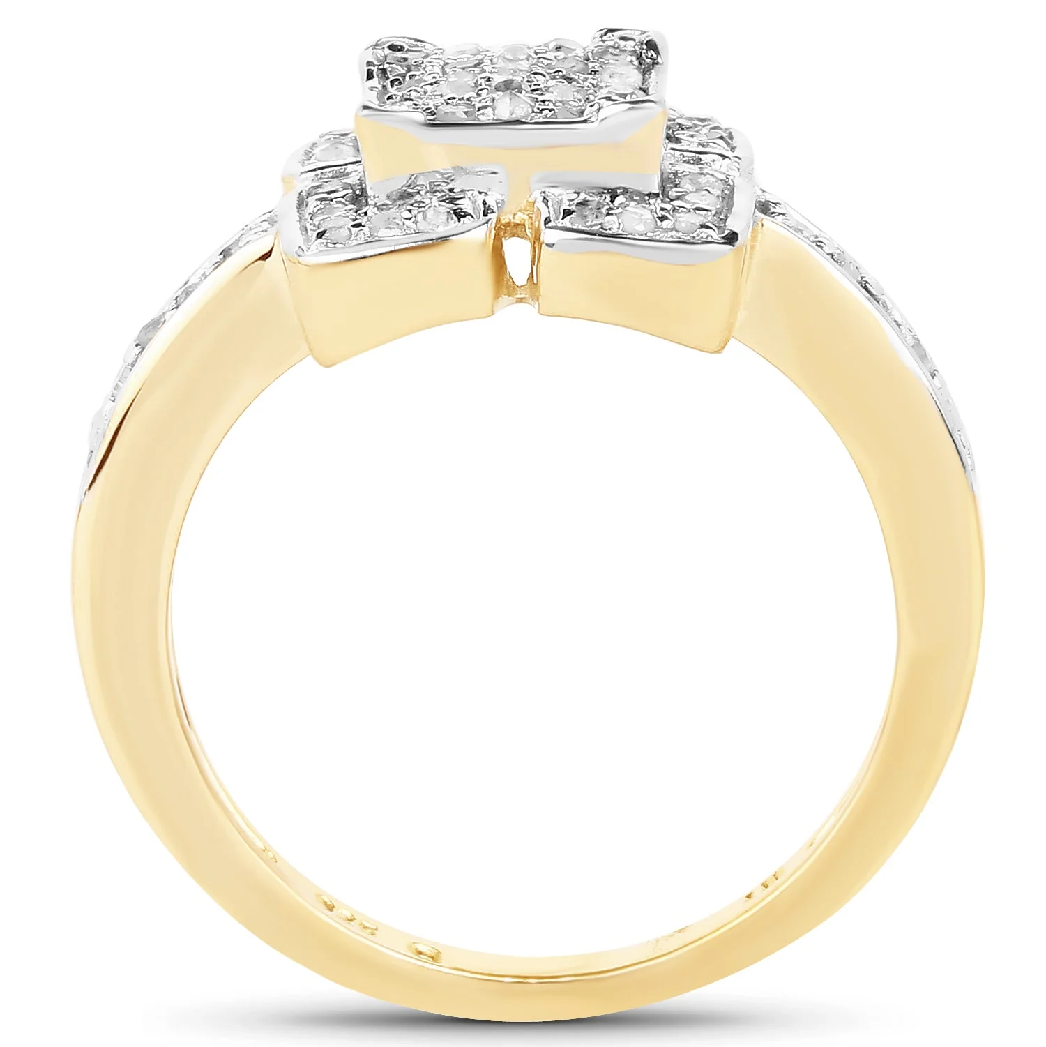 14K Yellow Gold Plated 0.24 Carat Genuine White Diamond .925 Sterling Silver Ring - Image 2
