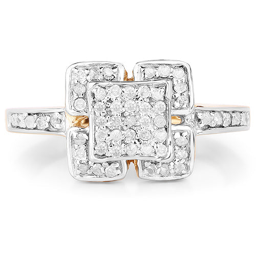 14K Yellow Gold Plated 0.24 Carat Genuine White Diamond .925 Sterling Silver Ring - Image 6