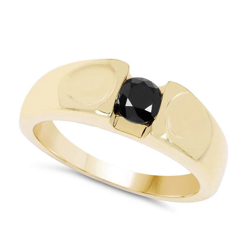 14K Yellow Gold Plated 0.25 Carat Genuine Black Diamond .925 Sterling Silver Ring - Image 5