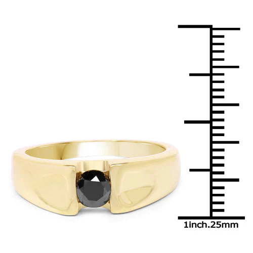 14K Yellow Gold Plated 0.25 Carat Genuine Black Diamond .925 Sterling Silver Ring - Image 6