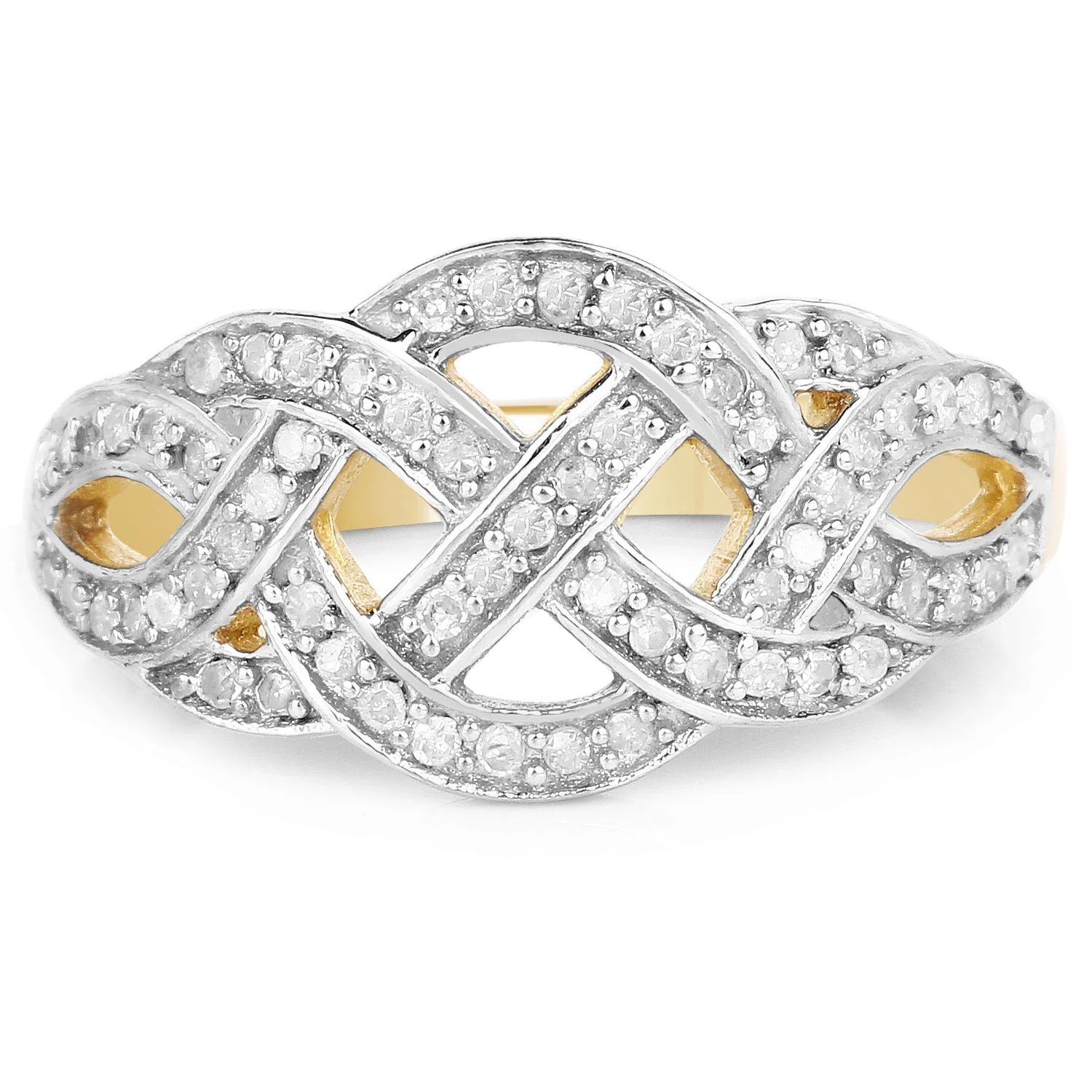 14K Yellow Gold Plated 0.26 Carat Genuine White Diamond .925 Sterling Silver Ring - Image 3