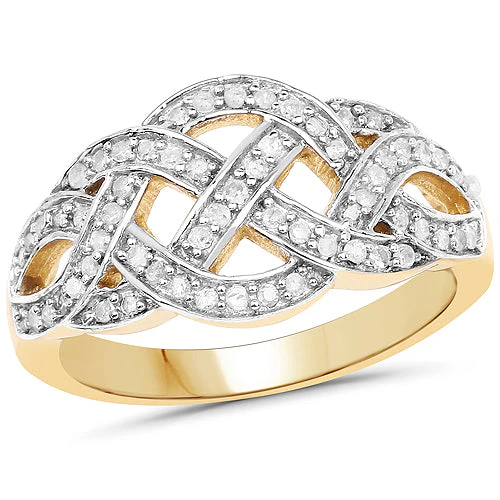 14K Yellow Gold Plated 0.26 Carat Genuine White Diamond .925 Sterling Silver Ring - Image 4