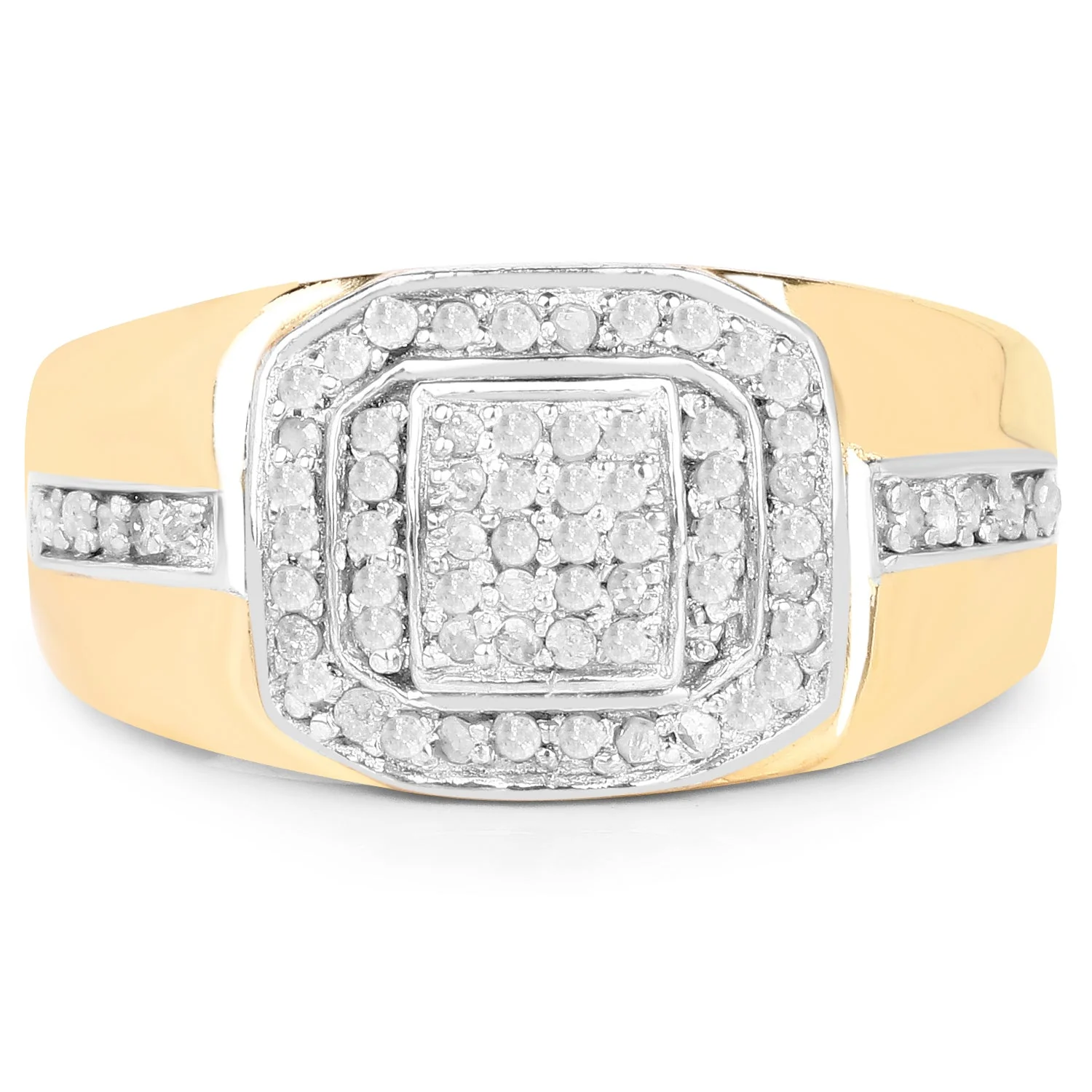 14K Yellow Gold Plated 0.29 Carat Genuine White Diamond .925 Sterling Silver Ring - Image 3