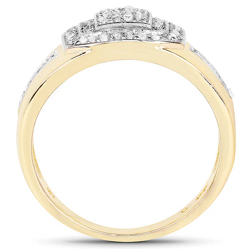 14K Yellow Gold Plated 0.29 Carat Genuine White Diamond .925 Sterling Silver Ring - Image 5