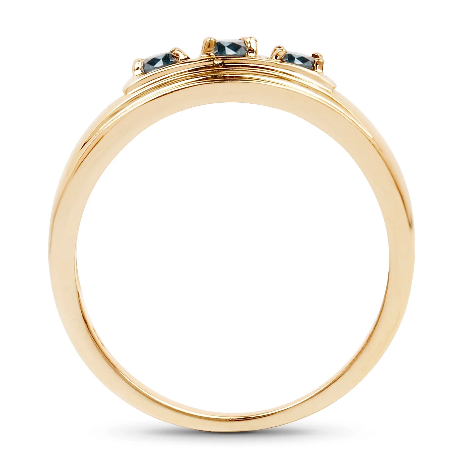 14K Yellow Gold Plated 0.33 Carat Genuine Blue Diamond .925 Sterling Silver Ring - Image 2