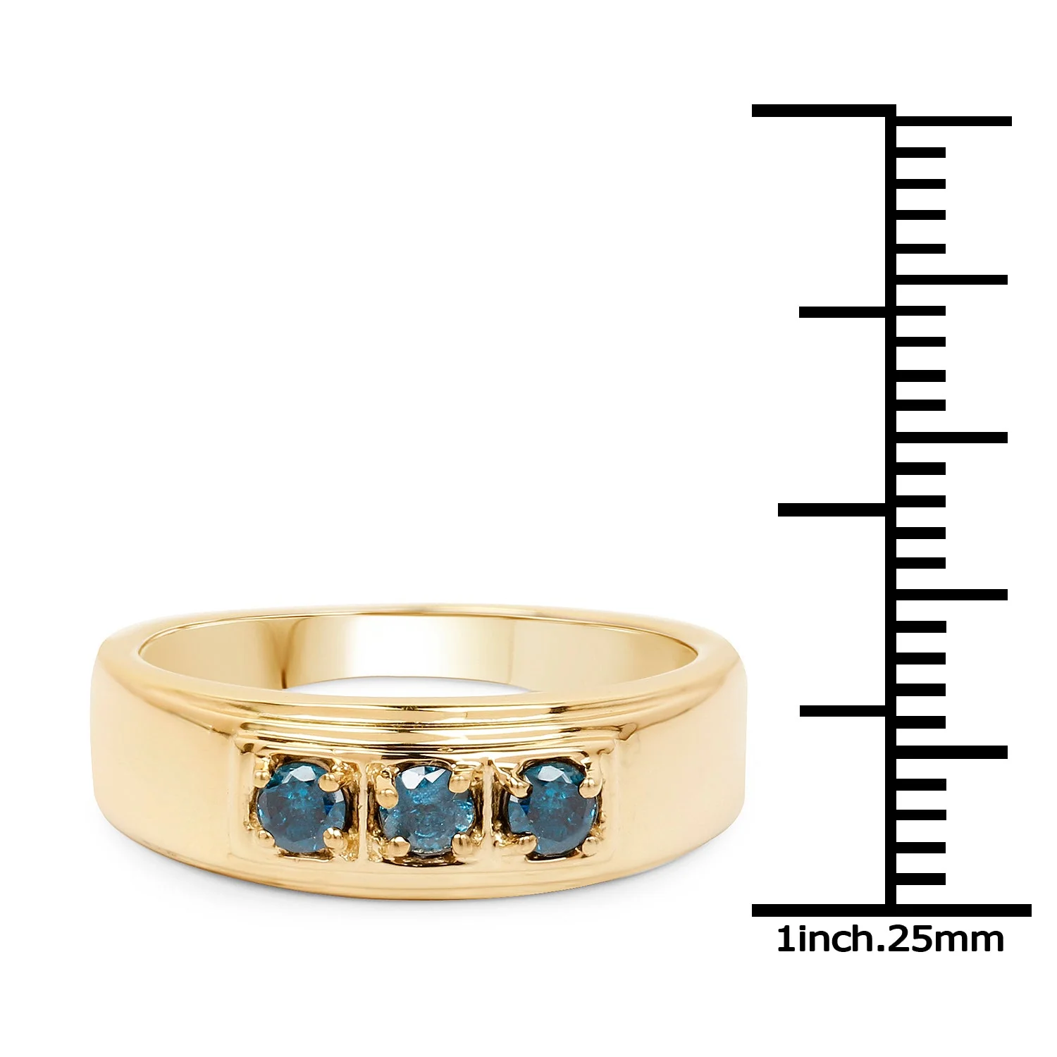 14K Yellow Gold Plated 0.33 Carat Genuine Blue Diamond .925 Sterling Silver Ring - Image 3