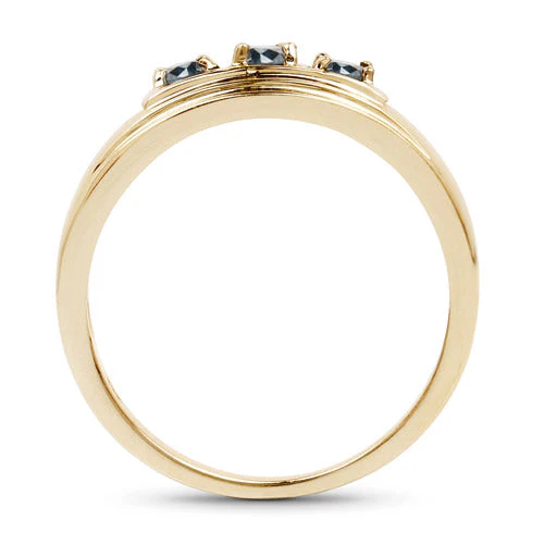 14K Yellow Gold Plated 0.33 Carat Genuine Blue Diamond .925 Sterling Silver Ring - Image 6