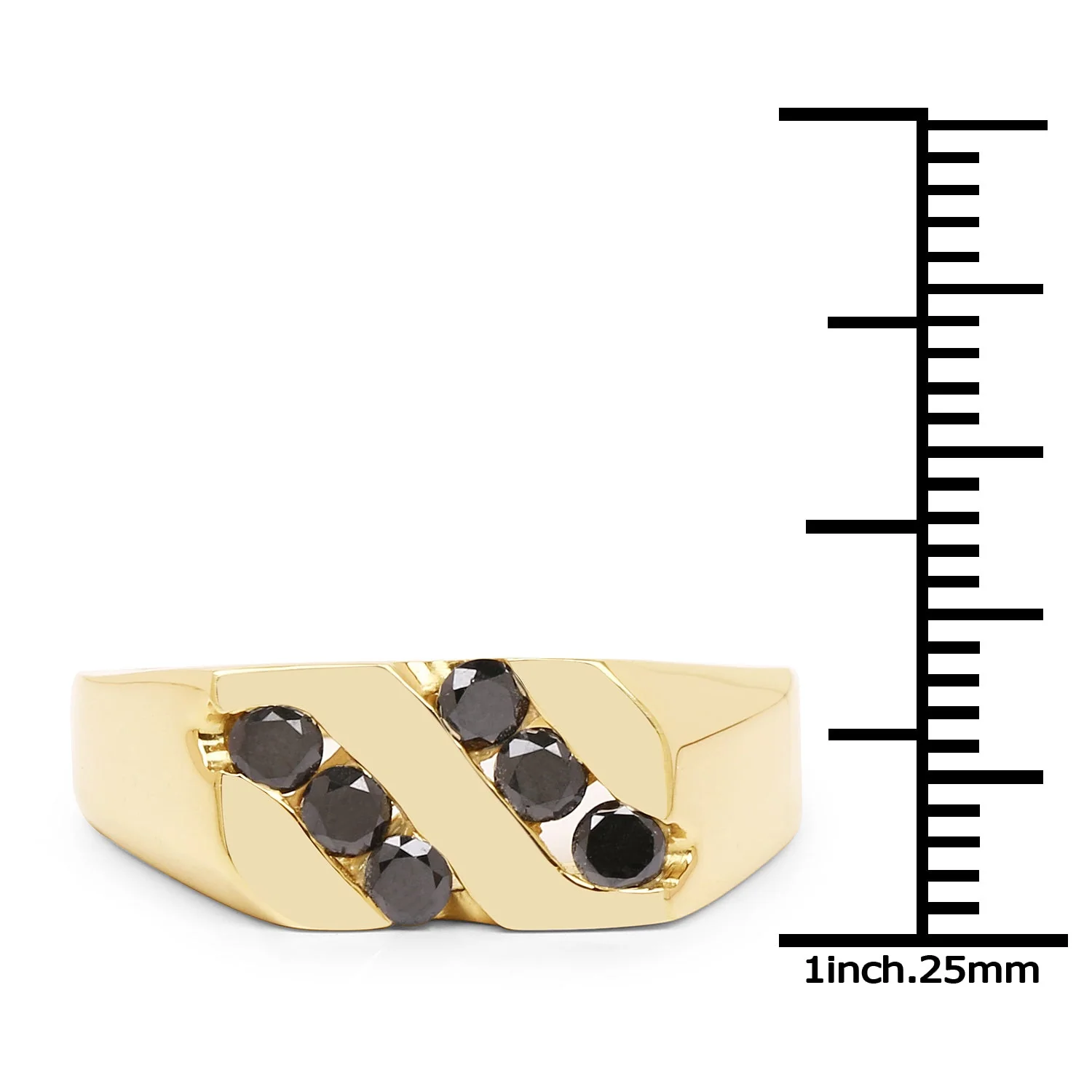 14K Yellow Gold Plated 0.60 Carat Genuine Black Diamond .925 Sterling Silver Ring - Image 3