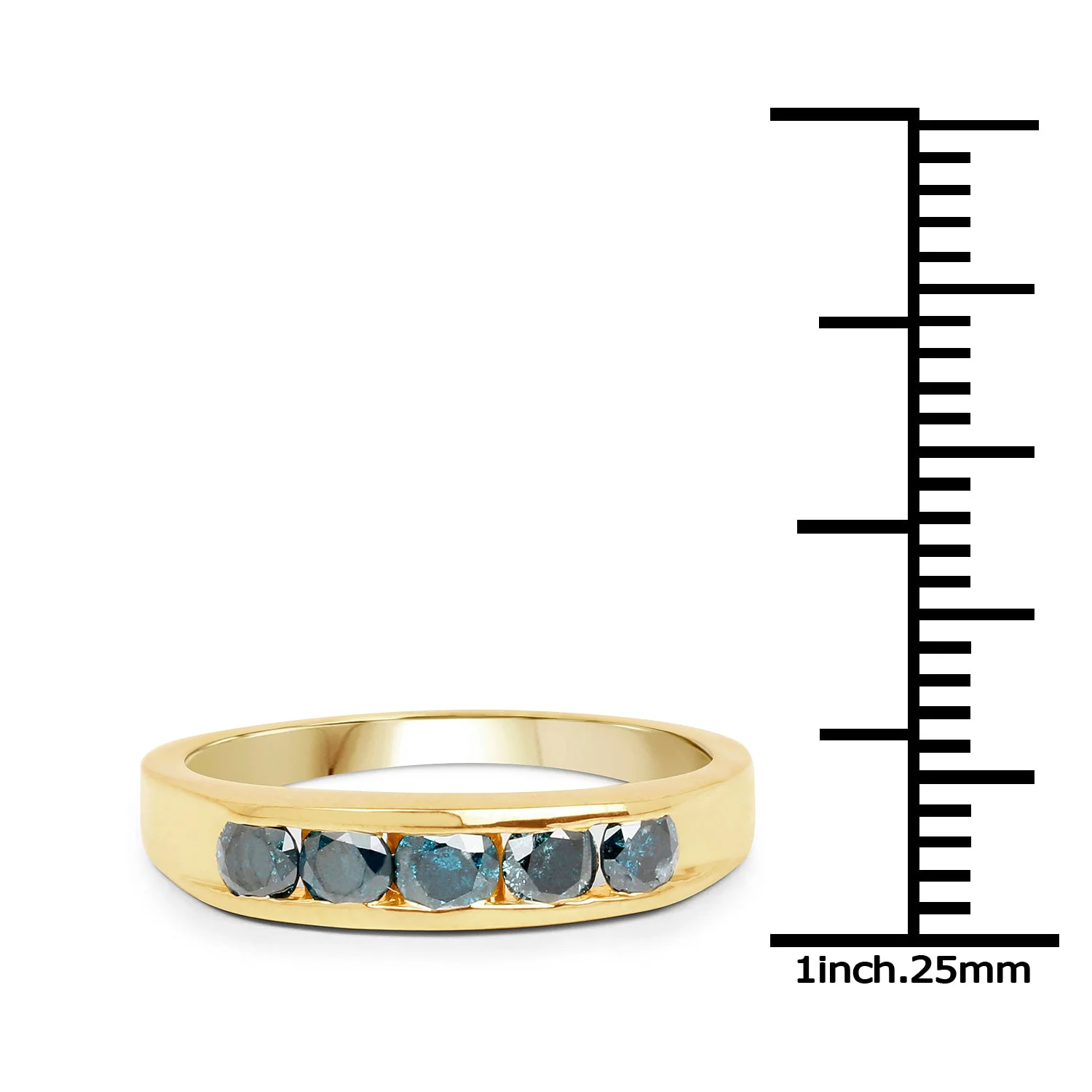 14K Yellow Gold Plated 0.80 Carat Genuine Blue Diamond .925 Sterling Silver Ring - Image 3