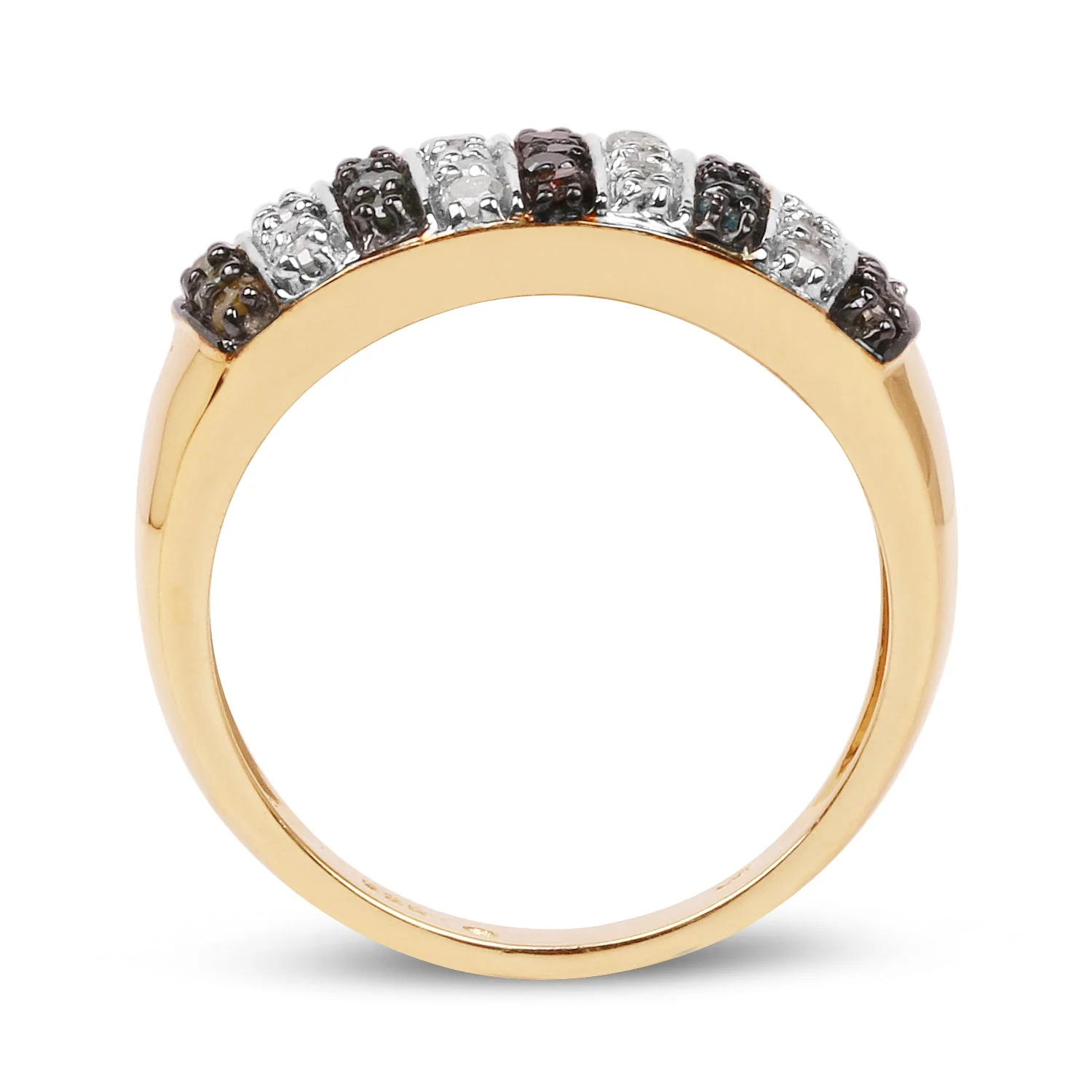 14K Yellow Gold Plated 0.84 Carat Genuine Multi Diamond .925 Sterling Silver Ring - Image 2