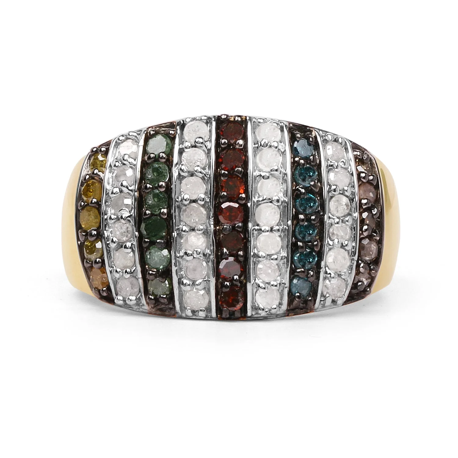 14K Yellow Gold Plated 0.84 Carat Genuine Multi Diamond .925 Sterling Silver Ring - Image 3
