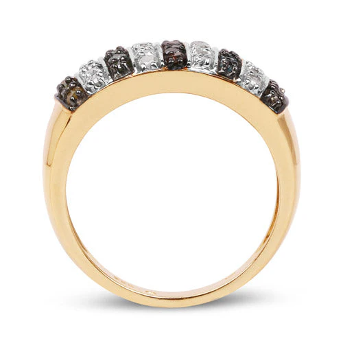 14K Yellow Gold Plated 0.84 Carat Genuine Multi Diamond .925 Sterling Silver Ring - Image 5