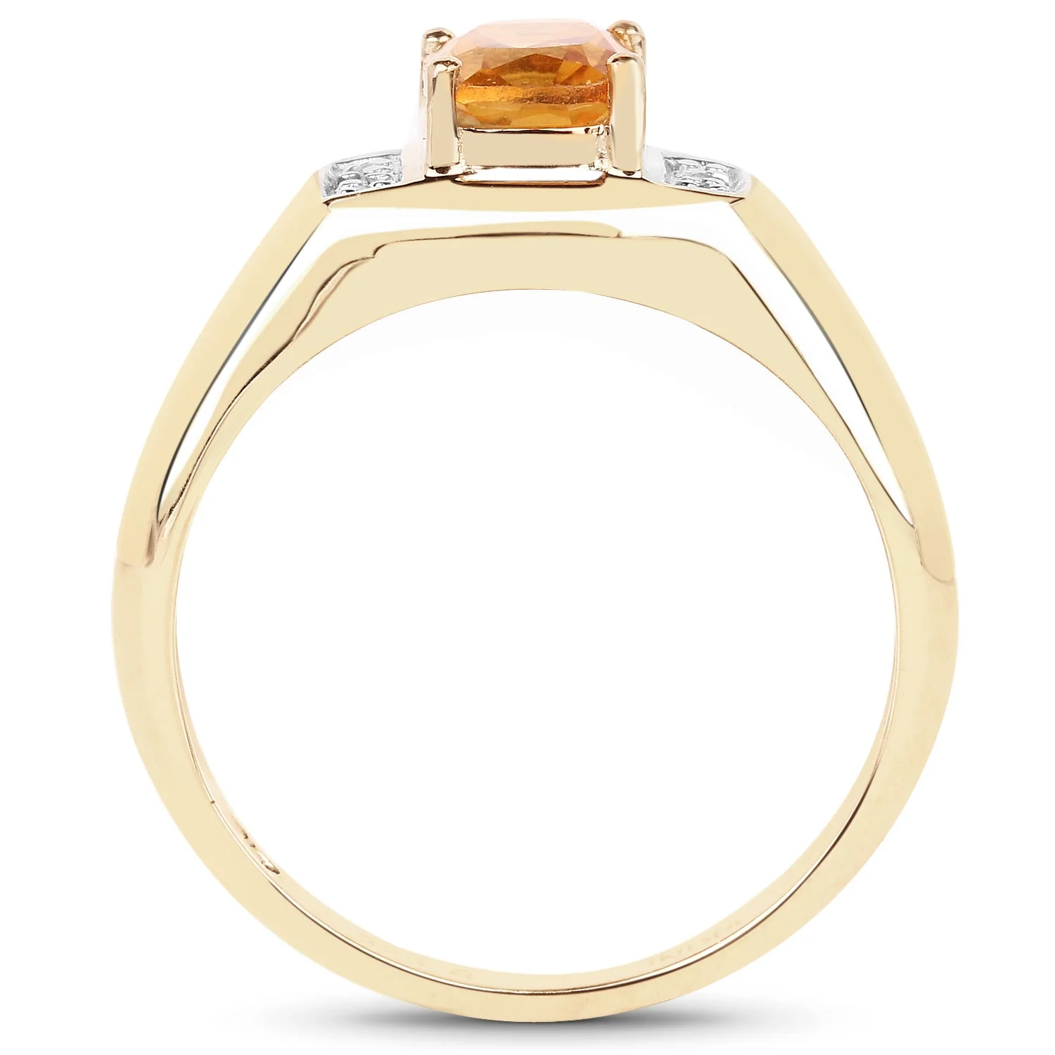 14K Yellow Gold Plated 1.36 Carat Genuine Citrine & White Topaz .925 Sterling Silver Ring - Image 2