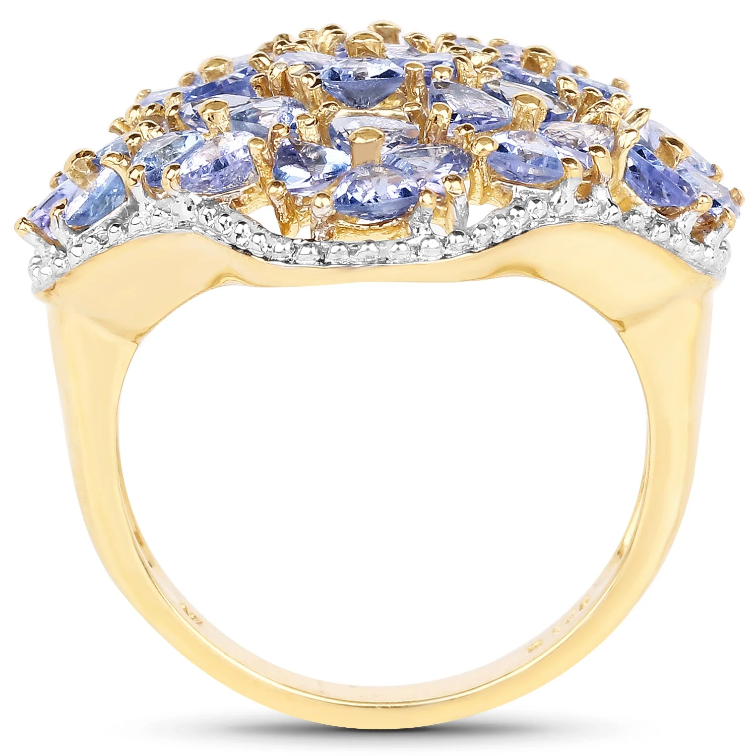 14K Yellow Gold Plated 3.60 Carat Genuine Tanzanite .925 Sterling Silver Ring - Image 2