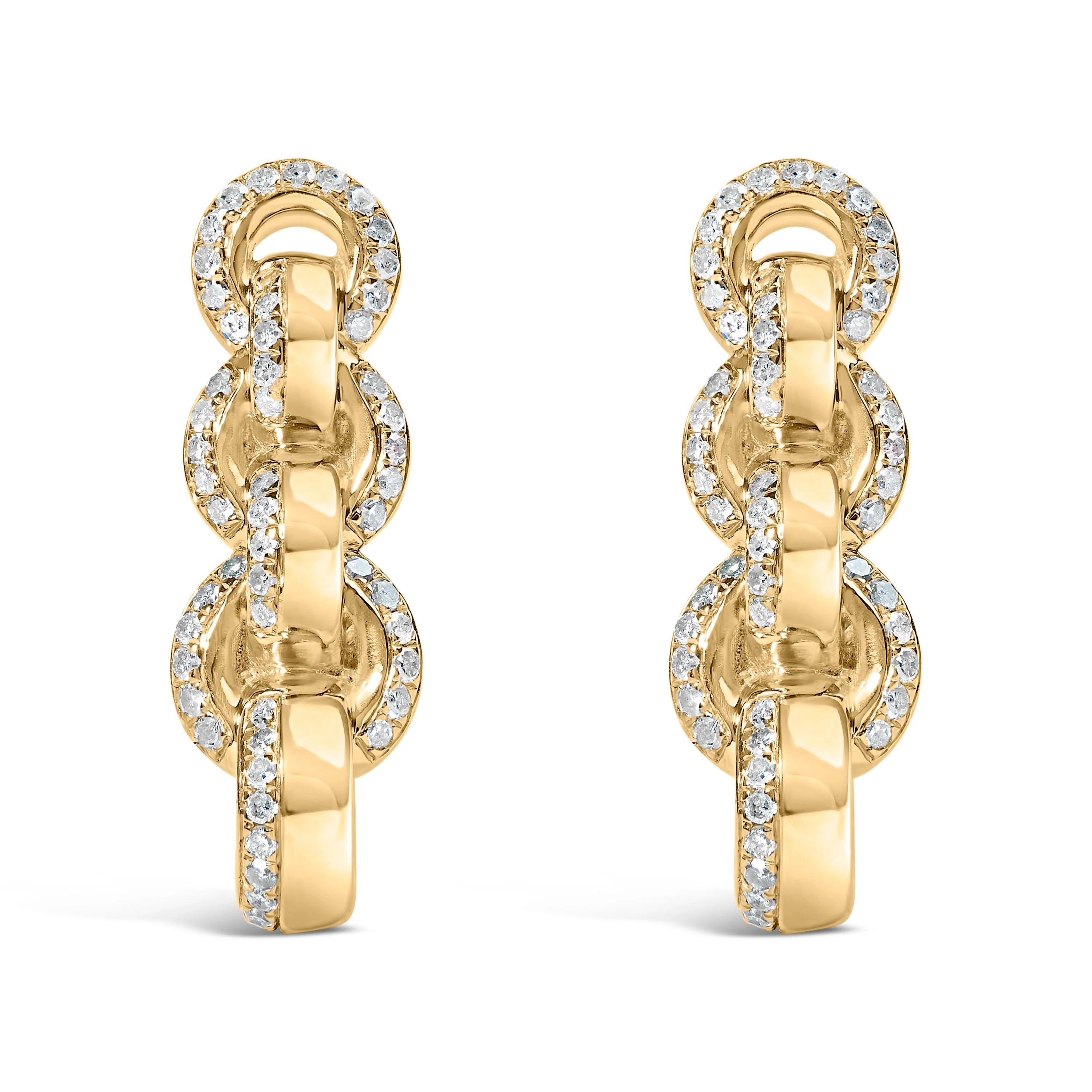 14K Yellow Gold Plated .925 Sterling Silver 1/2 Cttw Diamond Chain Link Drop Earrings (H-I Color, I1-I2 Clarity) - Image 5