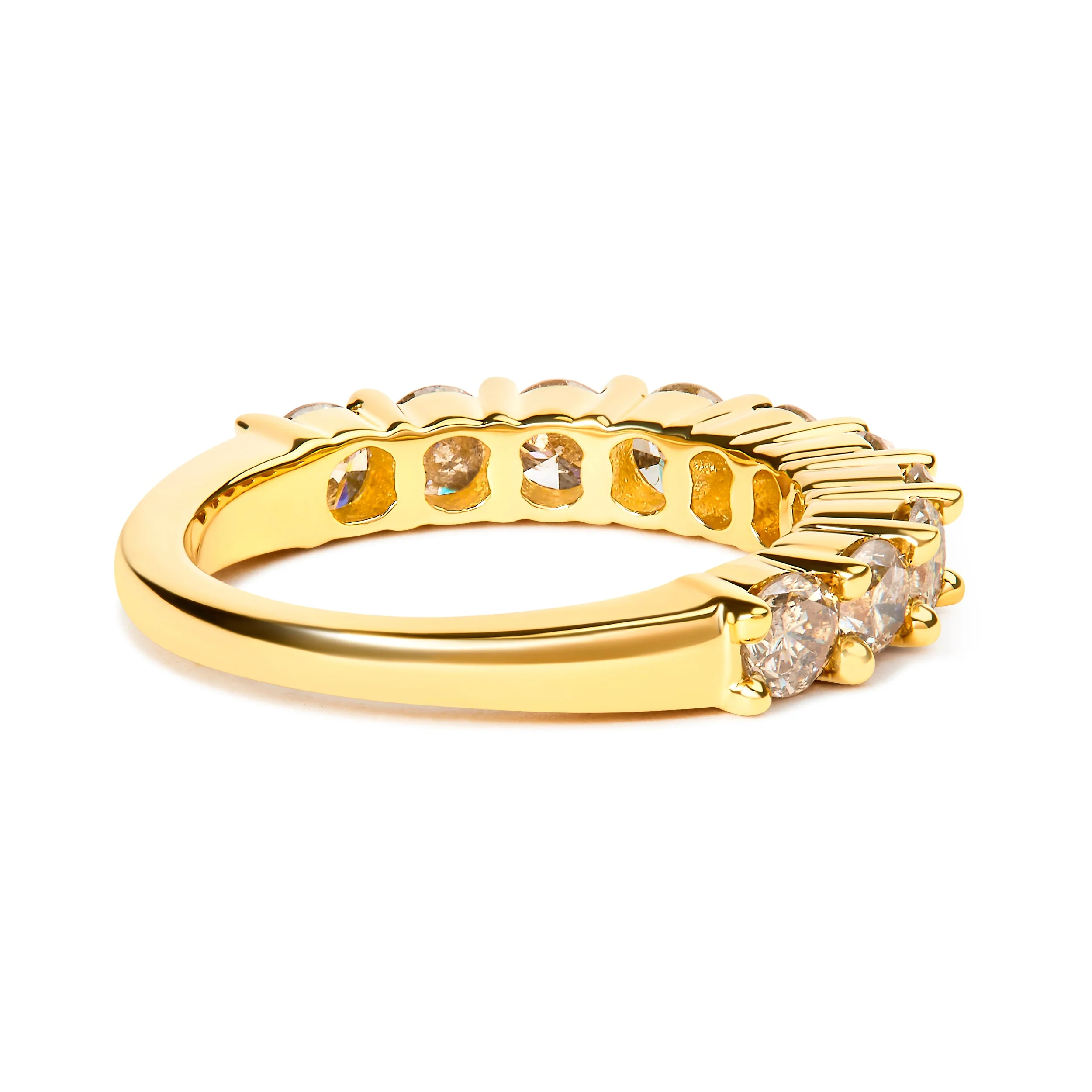 14K Yellow Gold Plated .925 Sterling Silver 2.0 Cttw Round Brilliant Cut Diamond 10 Stone Anniversary Band Ring (J-K Color, I1-I2 Clarity) - Size 7 - Image 7