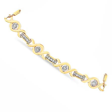 14K Yellow Gold Plated .925 Sterling Silver Channel Set Diamond Accent Twist 4â€-10â€ Adjustable Bolo Bracelet (I-J Color, I3 Clarity) - Image 5