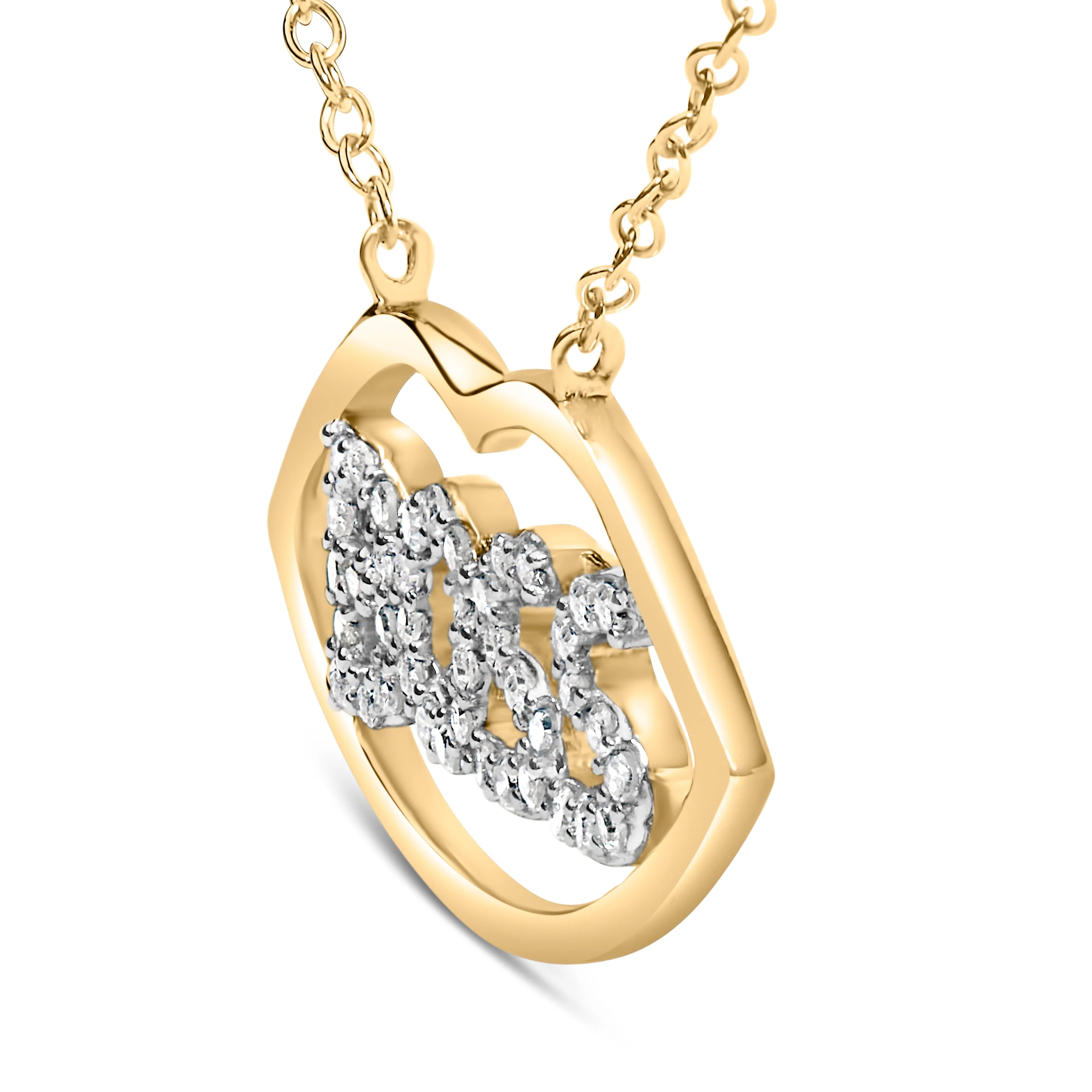 14K Yellow Gold Plated Silver 1/4 Cttw Diamond "Boss" Pendant Necklace - 18 Inch - Image 3
