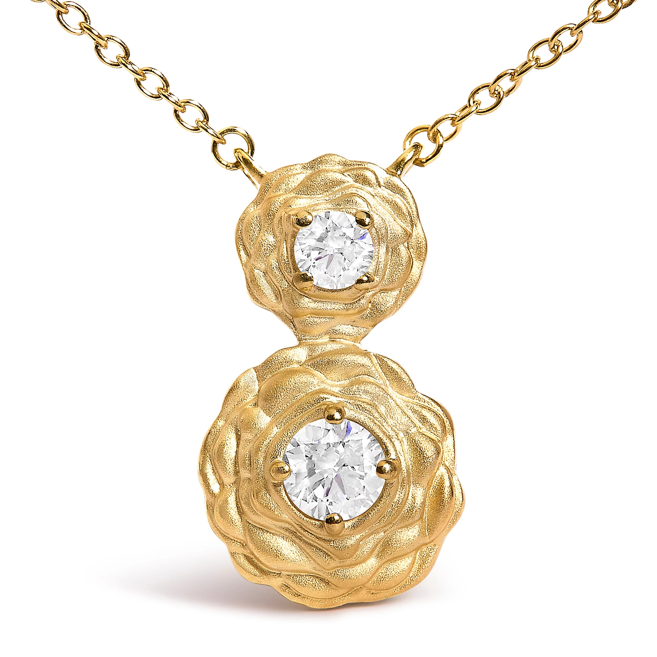 14K Yellow Gold Plated Sterling Silver 1/2 Cttw Lab Grown Diamond Rose Pendant Necklace - Image 2
