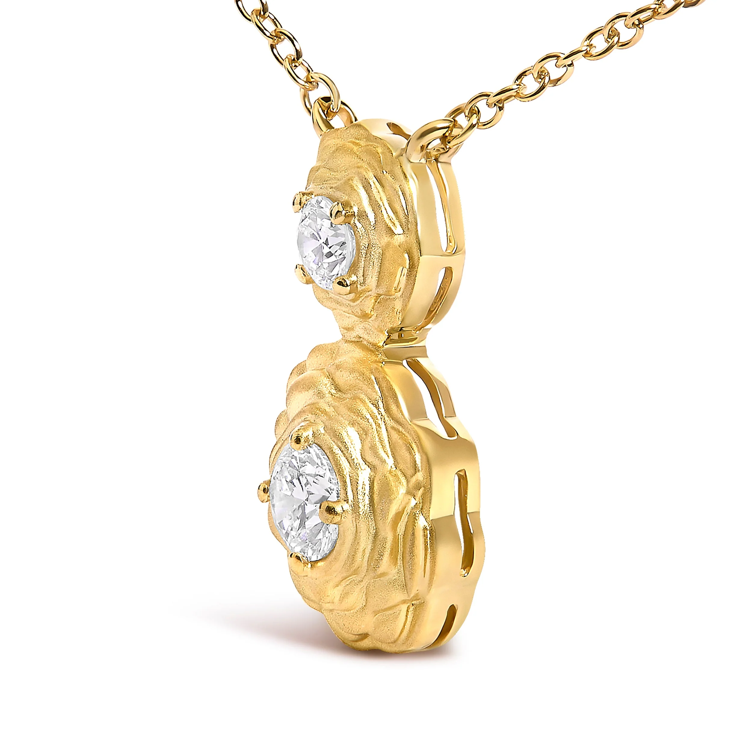 14K Yellow Gold Plated Sterling Silver 1/2 Cttw Lab Grown Diamond Rose Pendant Necklace - Image 3