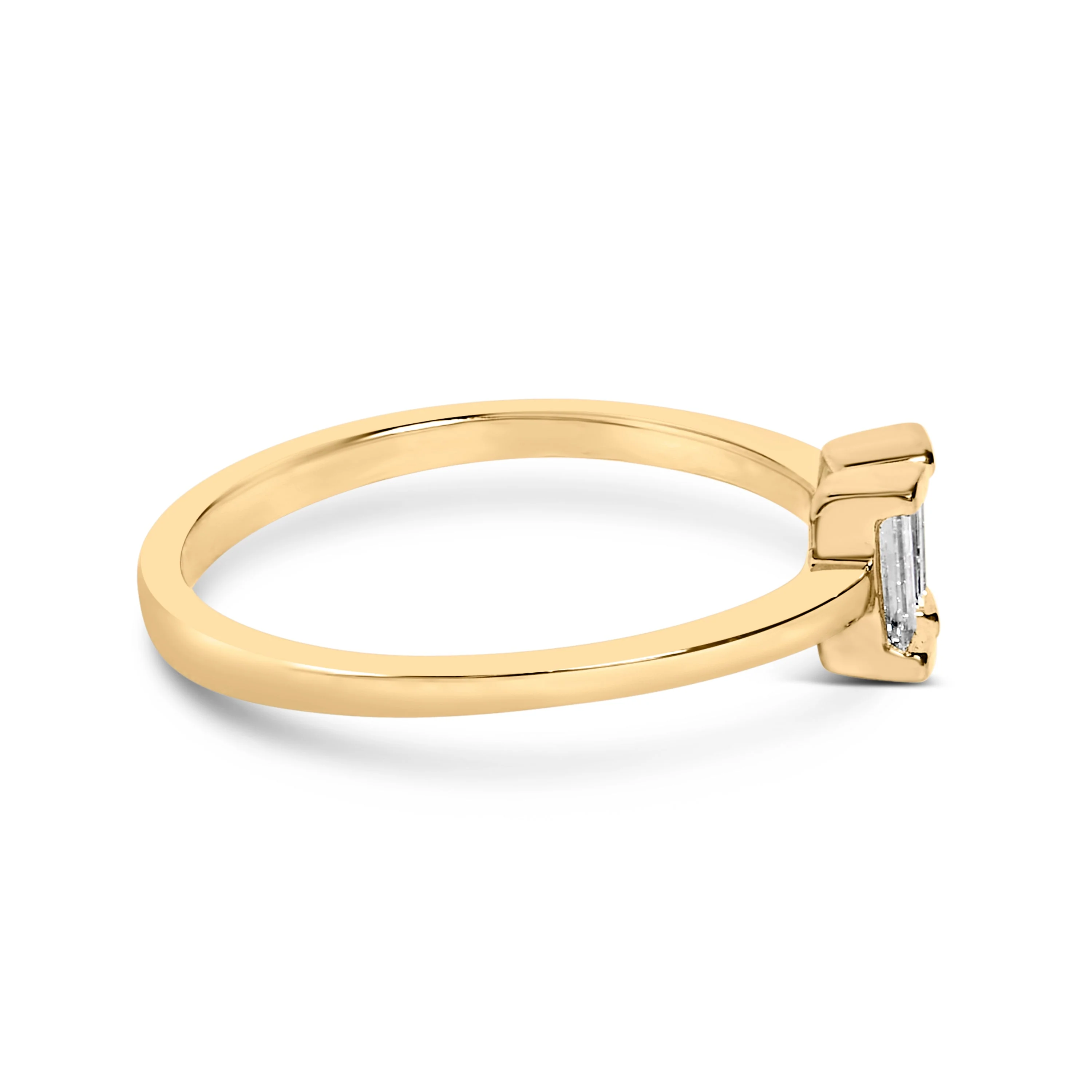14K Yellow Gold Plated Sterling Silver 1/5 Cttw Baguette Diamond Open Band Ring - Image 2