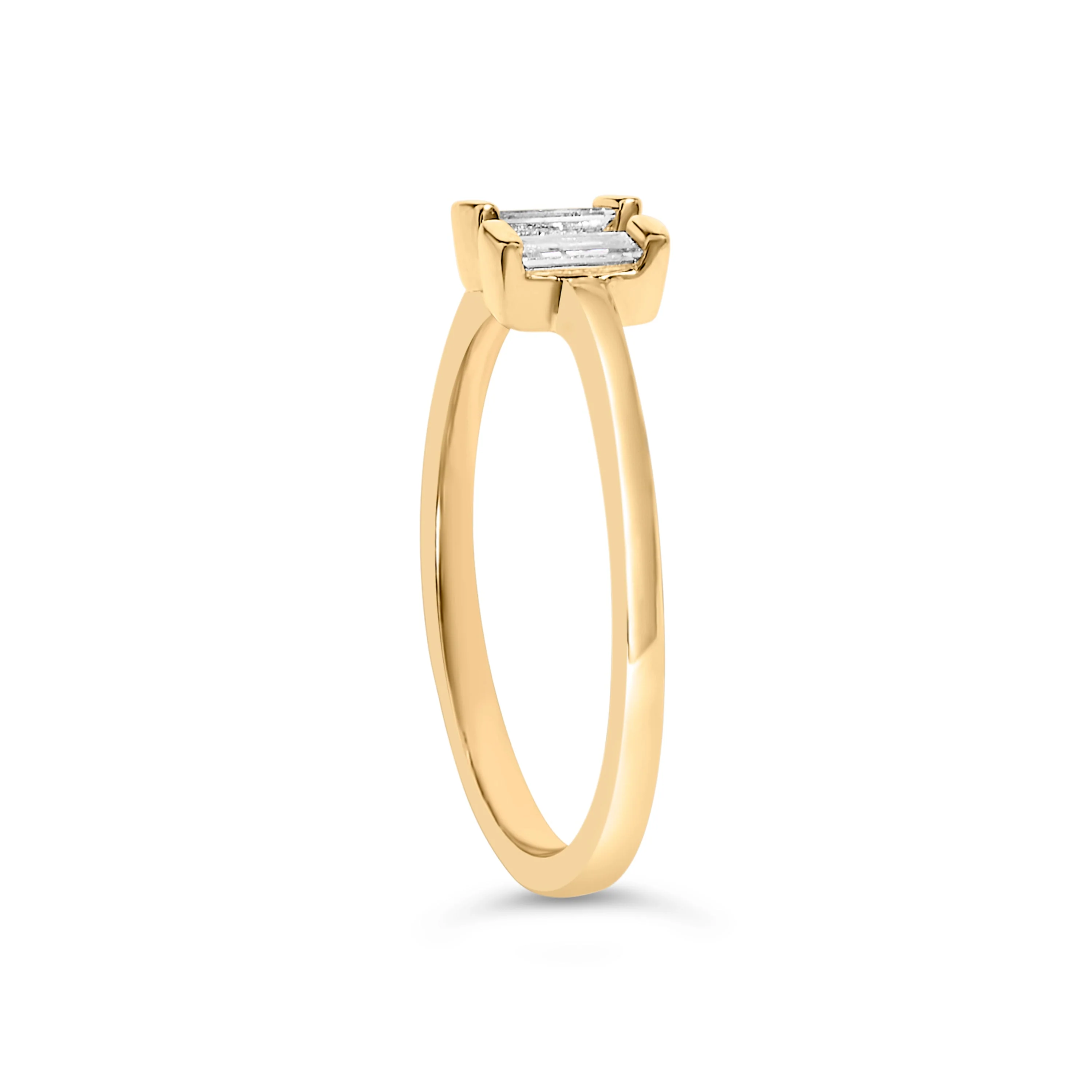 14K Yellow Gold Plated Sterling Silver 1/5 Cttw Baguette Diamond Open Band Ring - Image 4