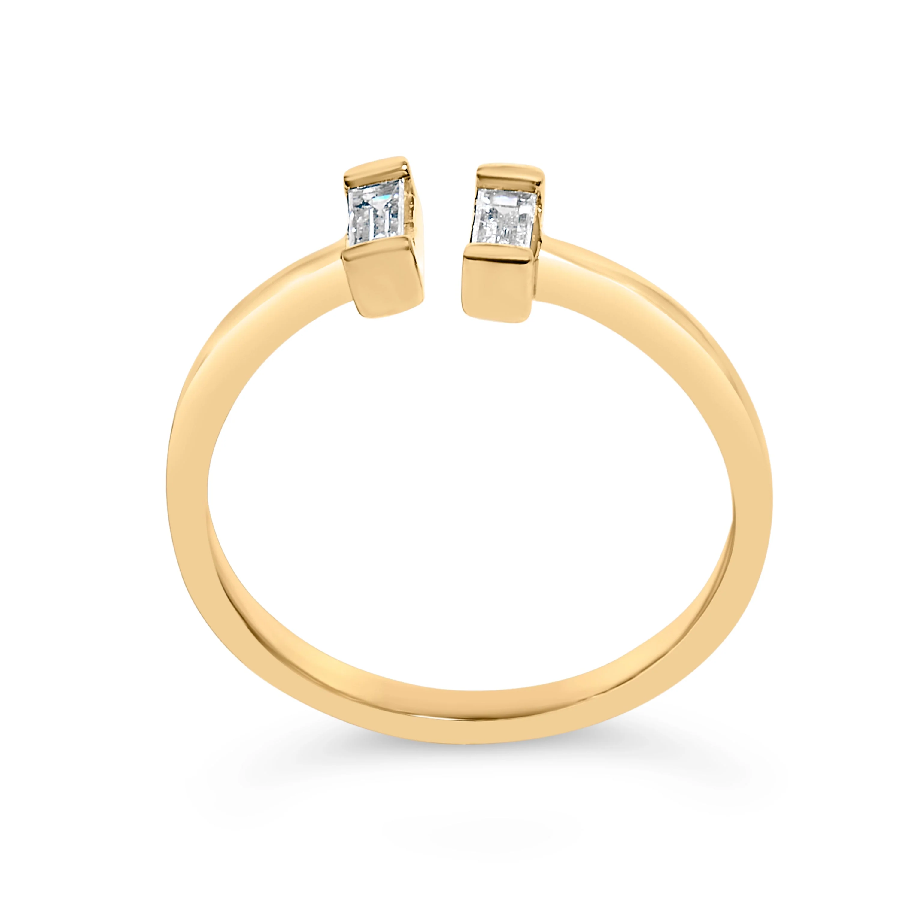14K Yellow Gold Plated Sterling Silver 1/5 Cttw Baguette Diamond Open Band Ring - Image 5