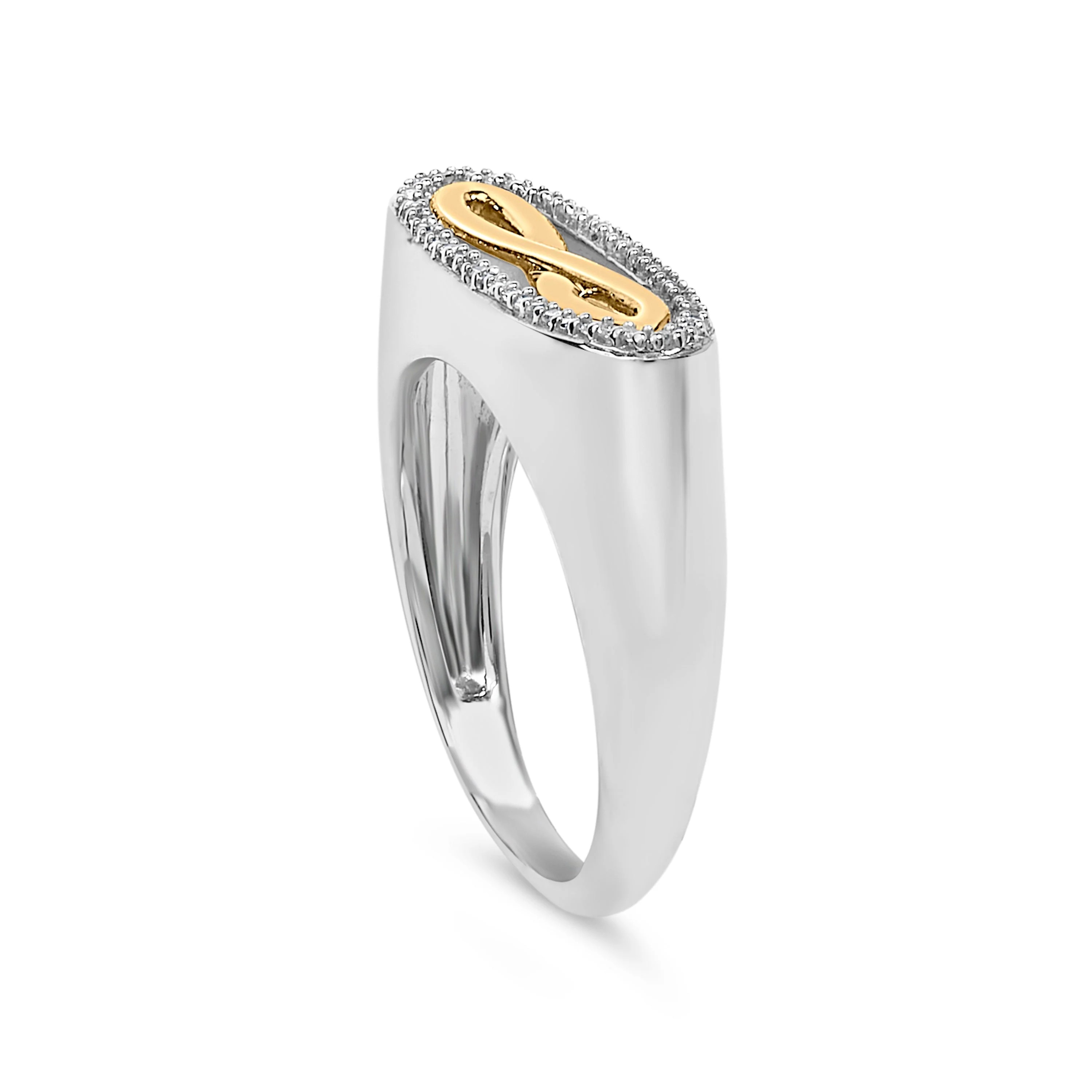 14K Yellow Gold Plated Sterling Silver Diamond Accent Infinity Ring - Image 4