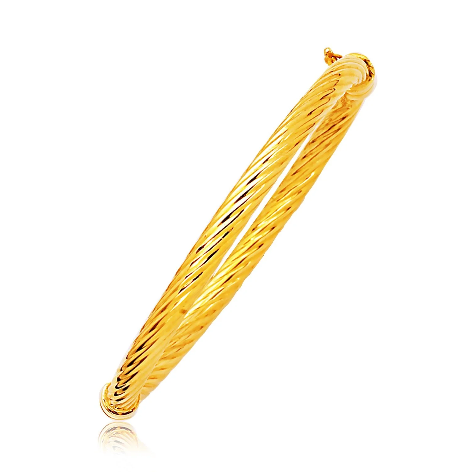 14k Yellow Gold Polished Cable Motif Bangle - Image 2